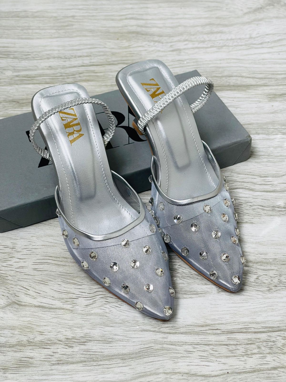 Zara Stone Net Lobe Heels