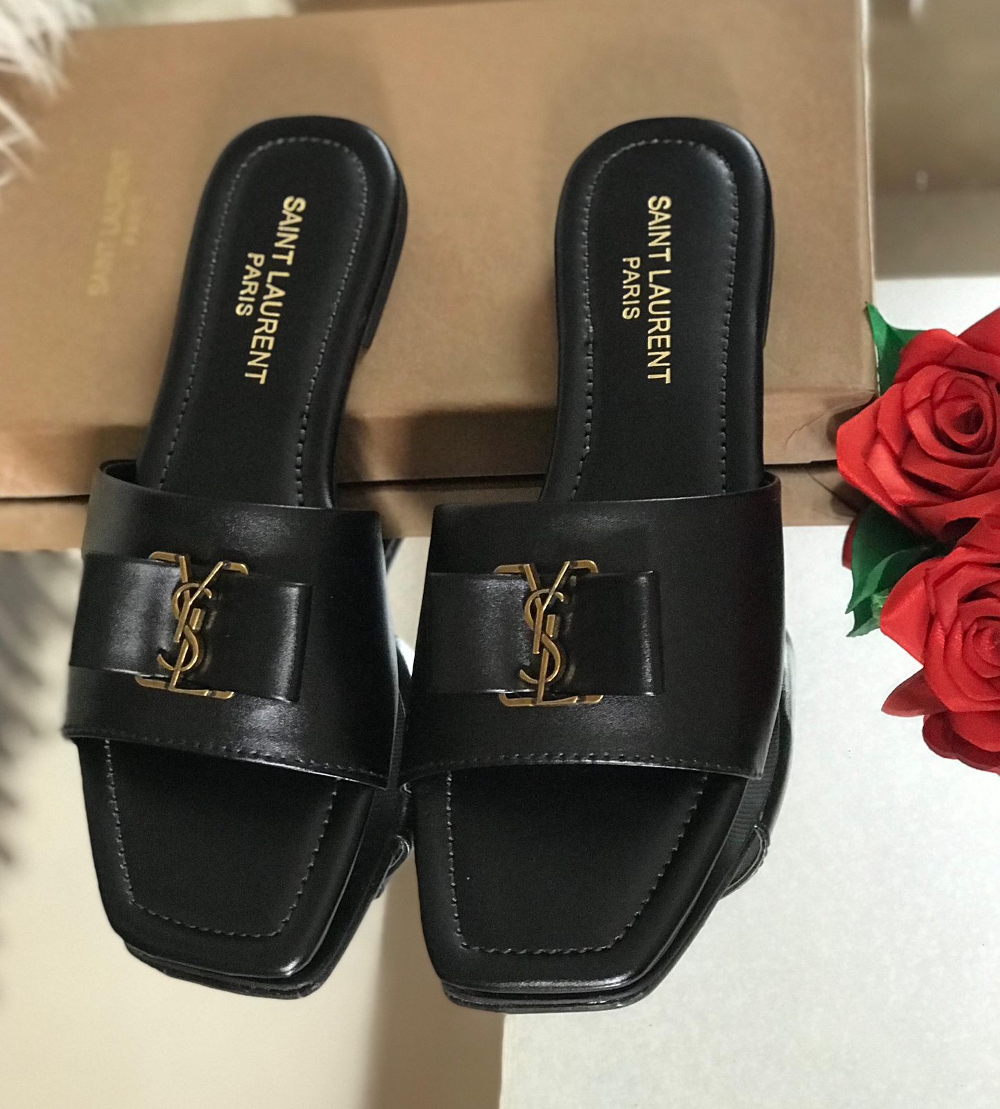 Ysl Flats Crystal Stone
