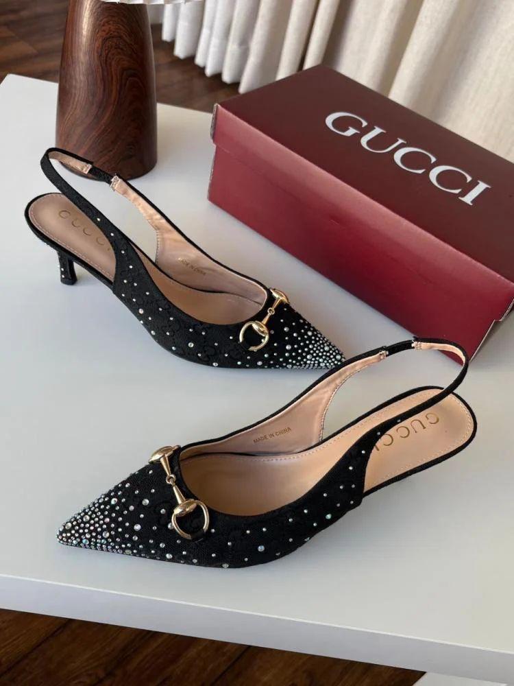 Gucci Women's Slingback Heels with Crystal Horsebit