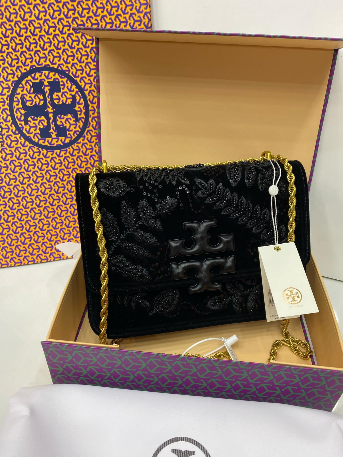 Tas Tb Eleanor Velvet Shoulder Bags