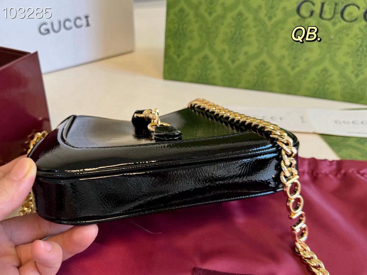 Gucci Jackie Notte Mini Crinkled Patent-Leather Shoulder Bag