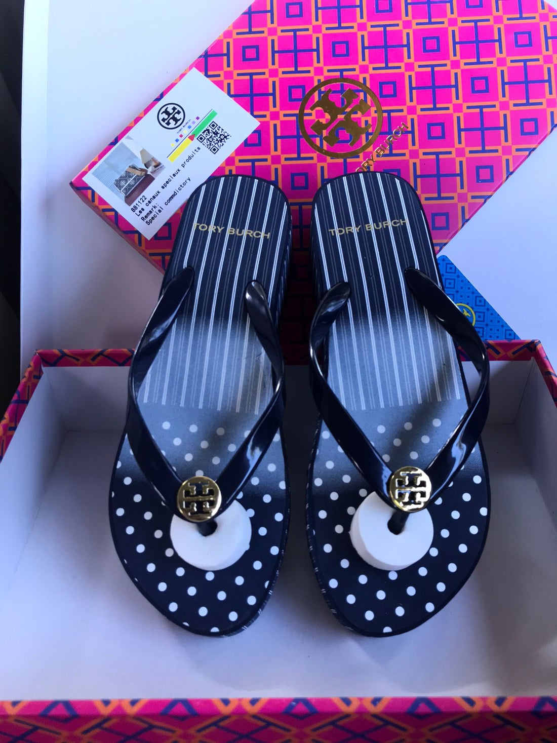 Tory Burch Polka Wedgy Flips