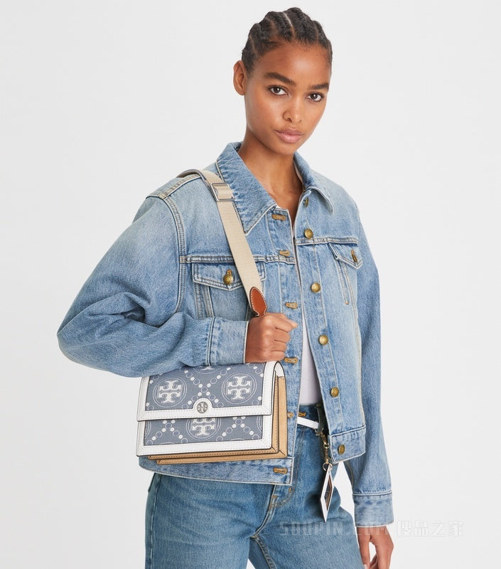 Tory Burch T Monogram Denim Small Shoulder Bag
