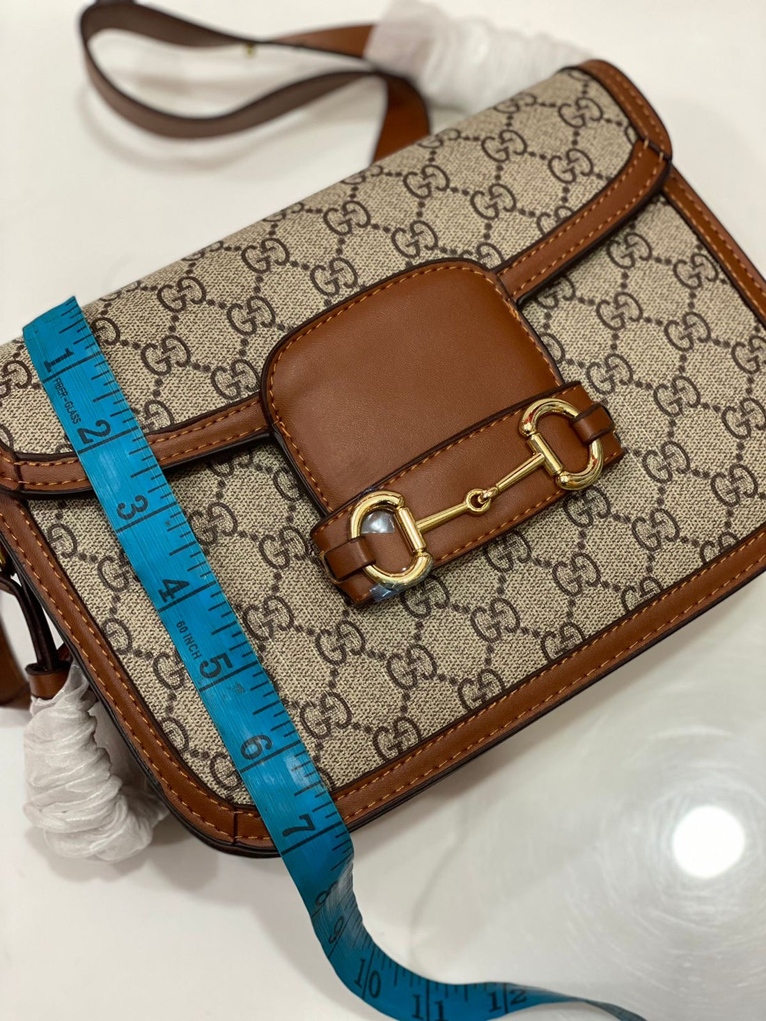 GUCCI 1995 HORSEBIT GG ORIGINAL FABRIC SHOULDER BAG…