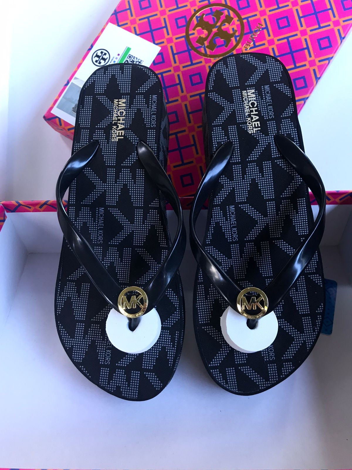 Michael Kors Black Wedgy Flips