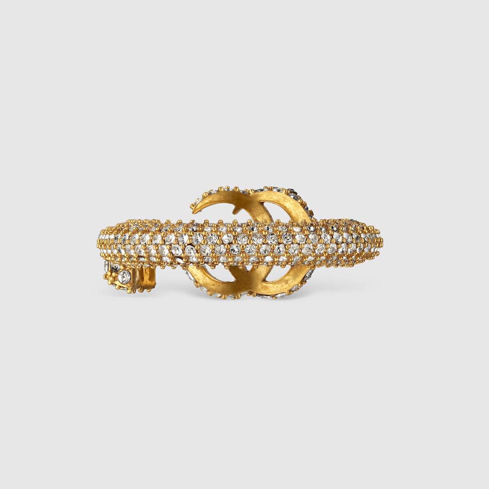 Double G Key Ring With Crystals
