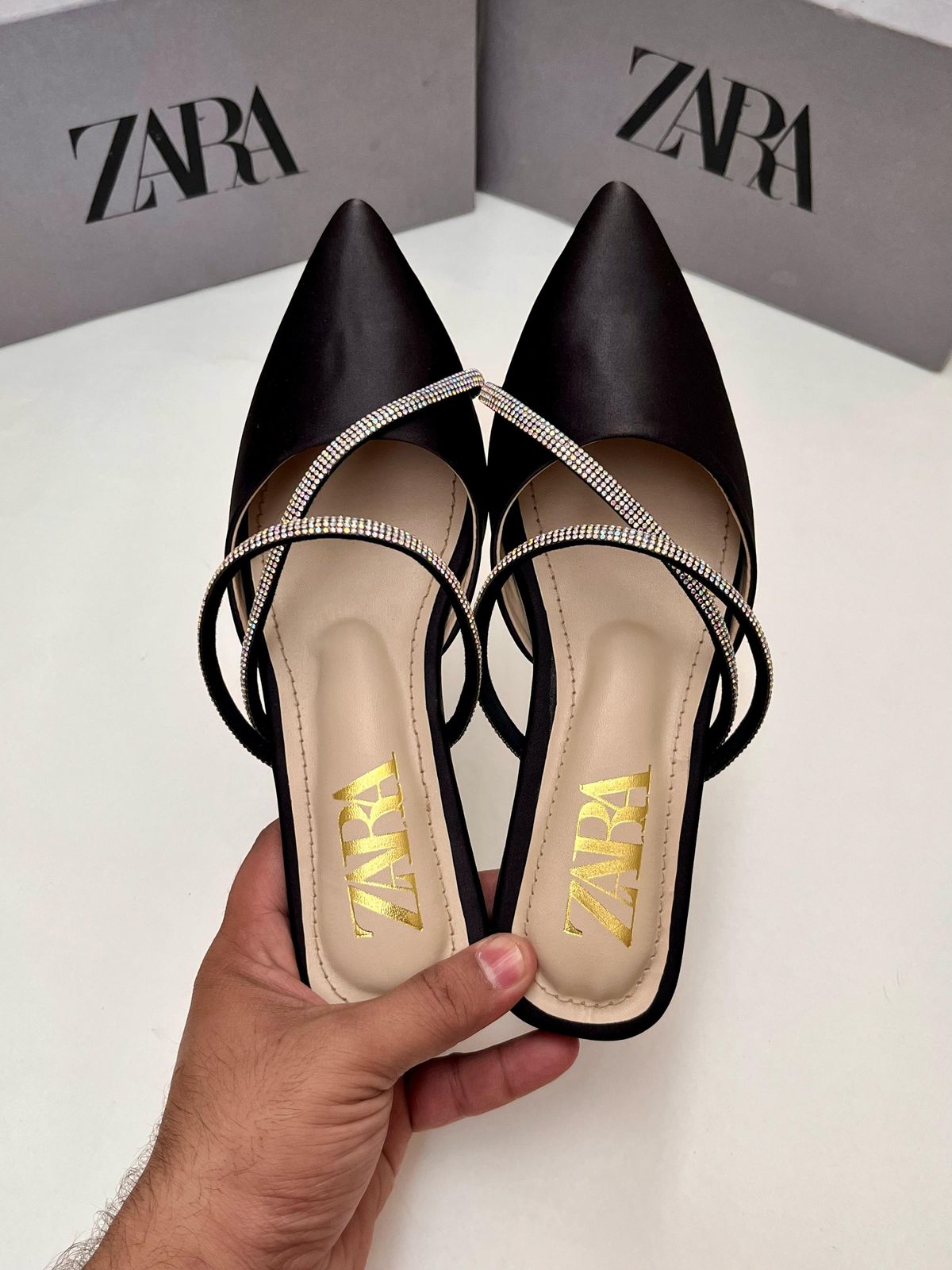 Zara Rhinestone Strap Mule