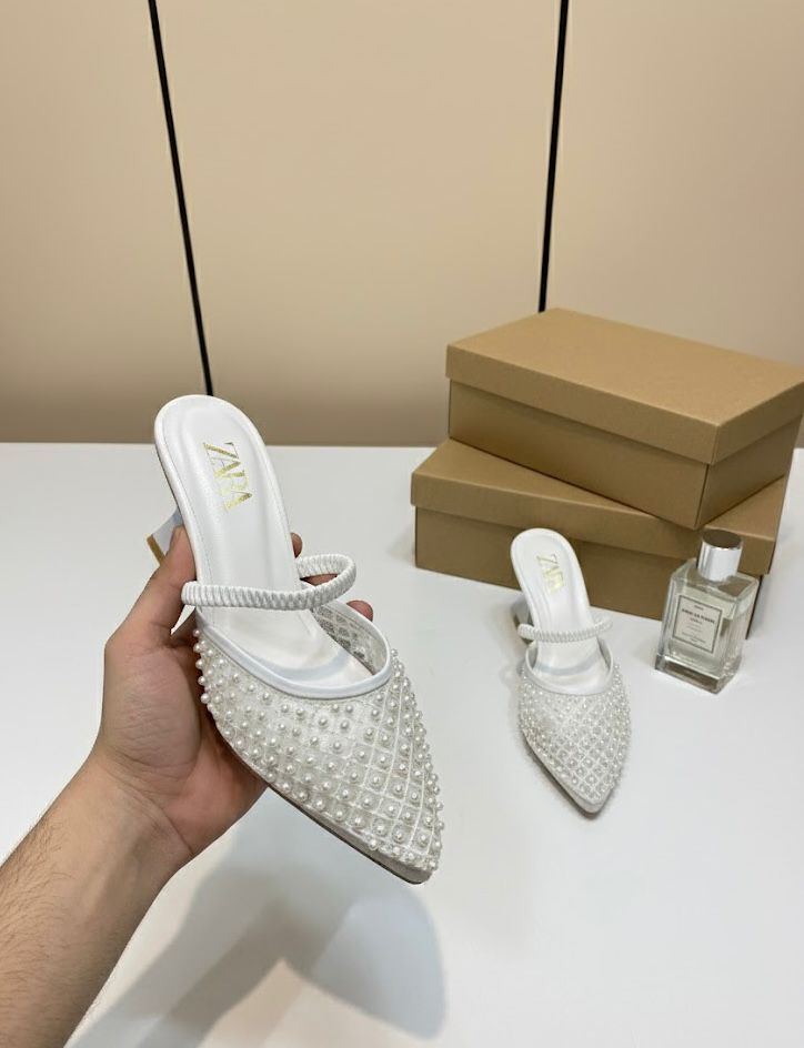 Zara Pearl Signature Kitten Heels