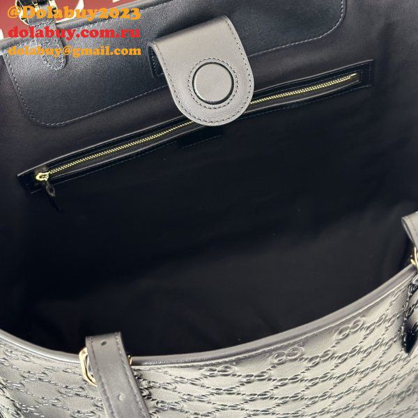 Gucci GG Emblem Debossed Leather Tote