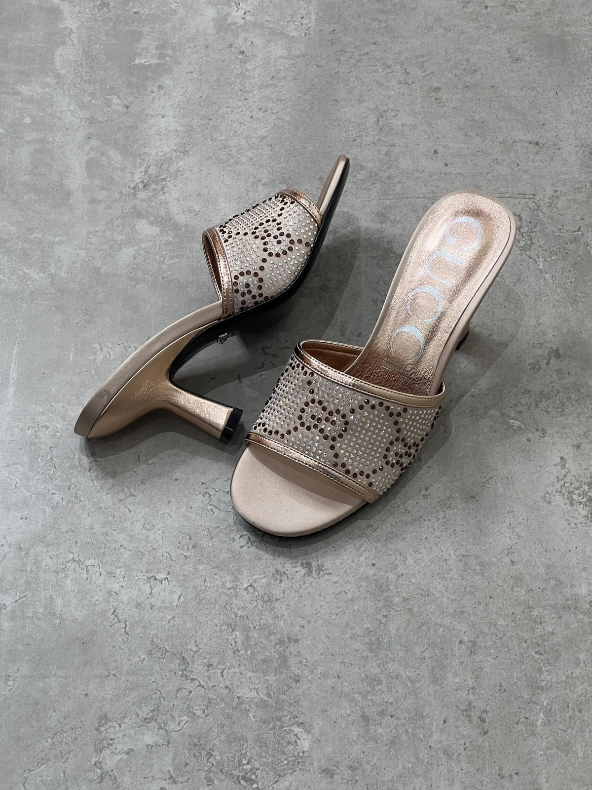 Gucci Women Gg Crystal Embellished Heeled Sandals