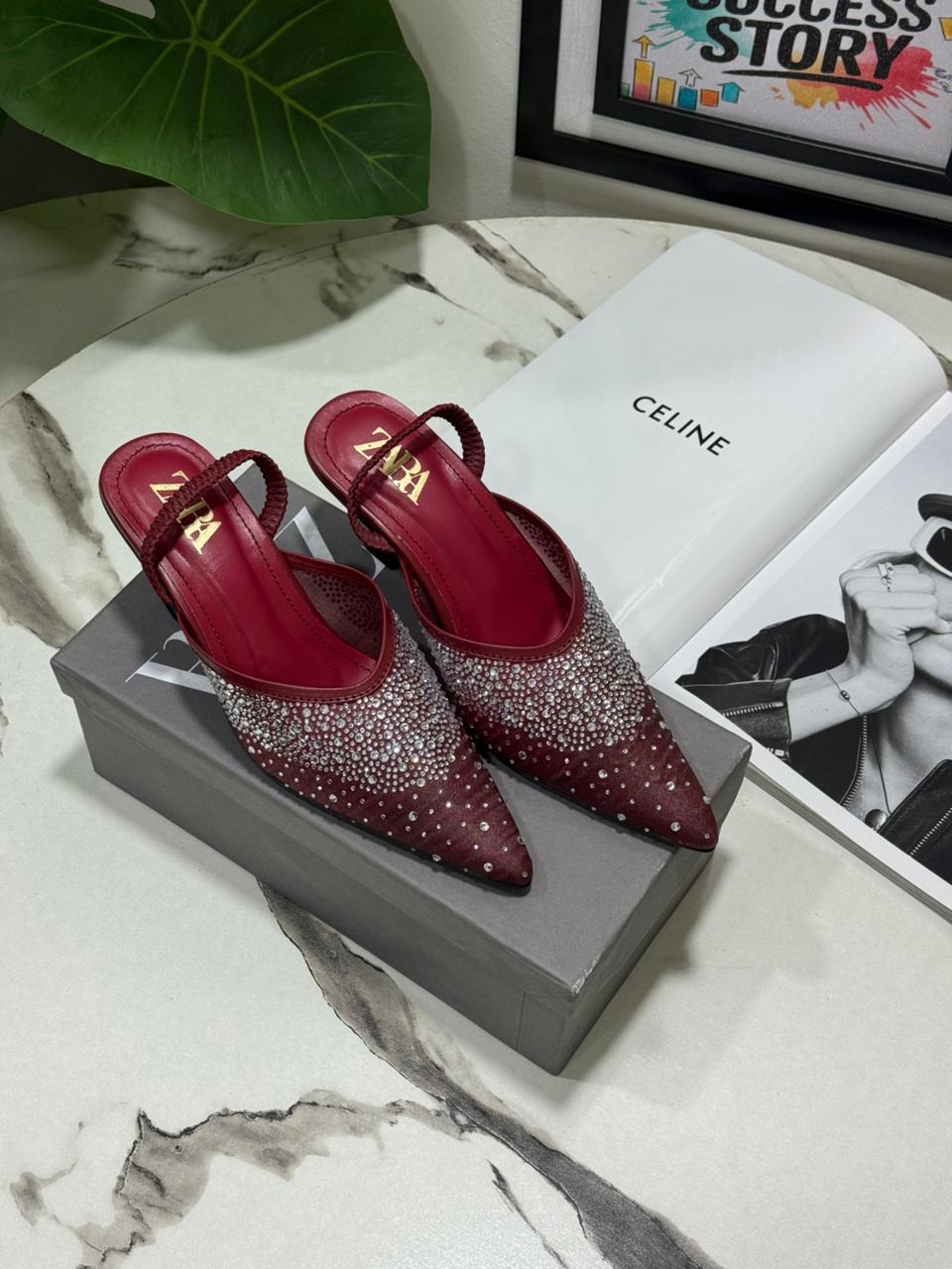 Zara Rhinestone Net Heel