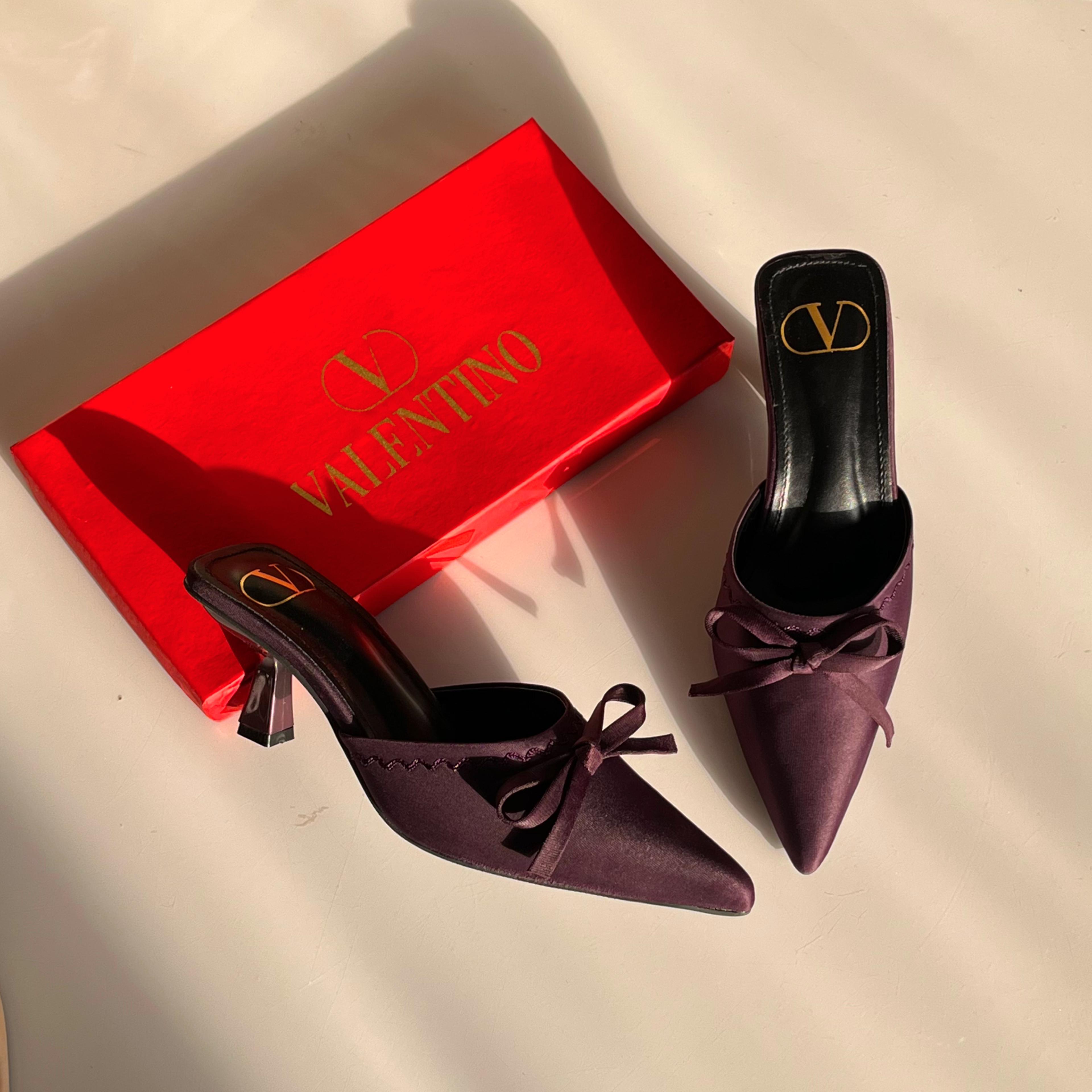 V Satin Heels
