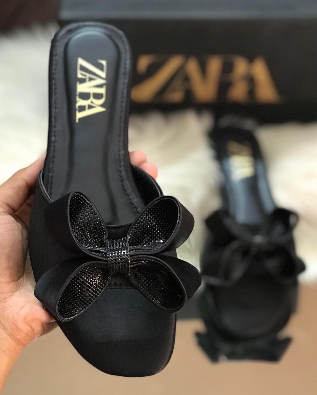 Zara Satin Mash Bow Slippers
