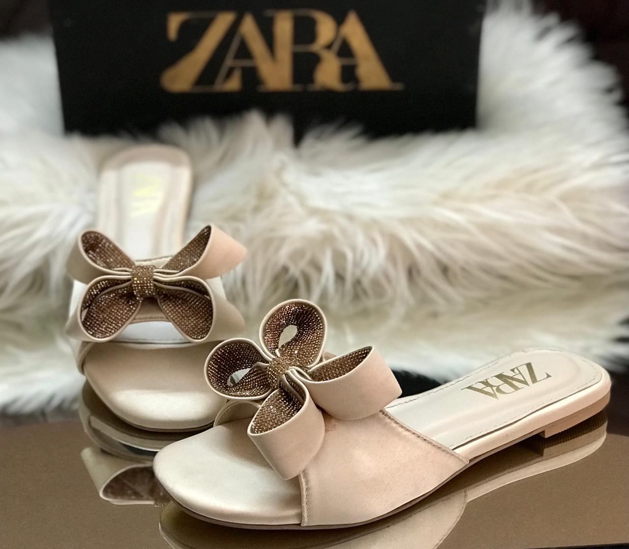 Zara Satin Mash Bow Slippers