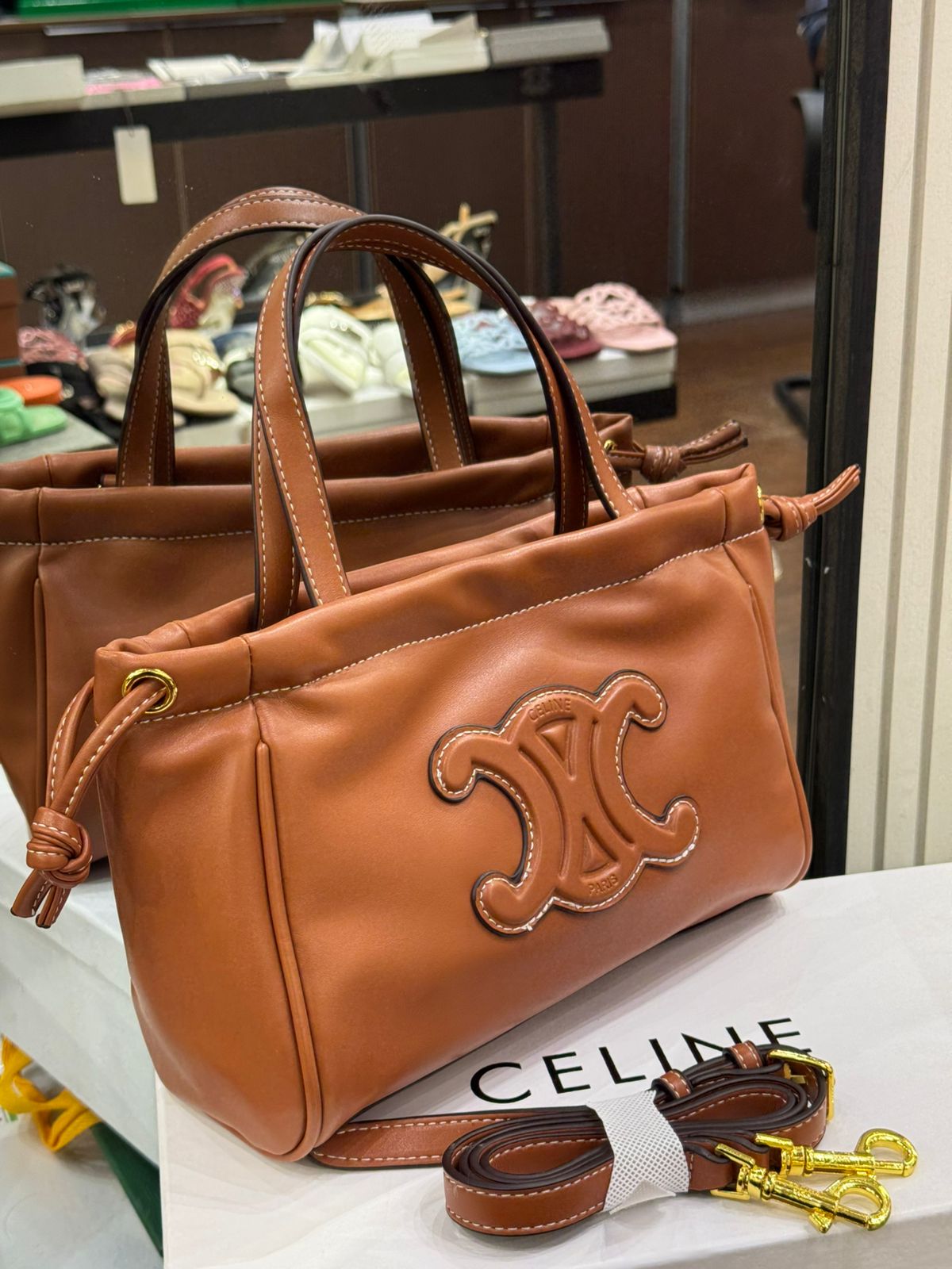 Celine Small Cabas Drawstring Cuir Triomphe Bag