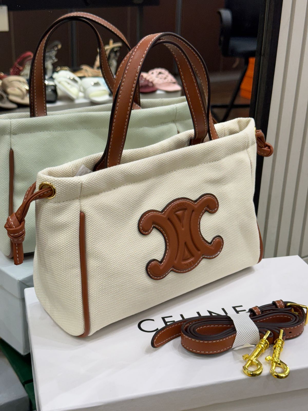 Celine Small Cabas Drawstring Cuir Triomphe Bag