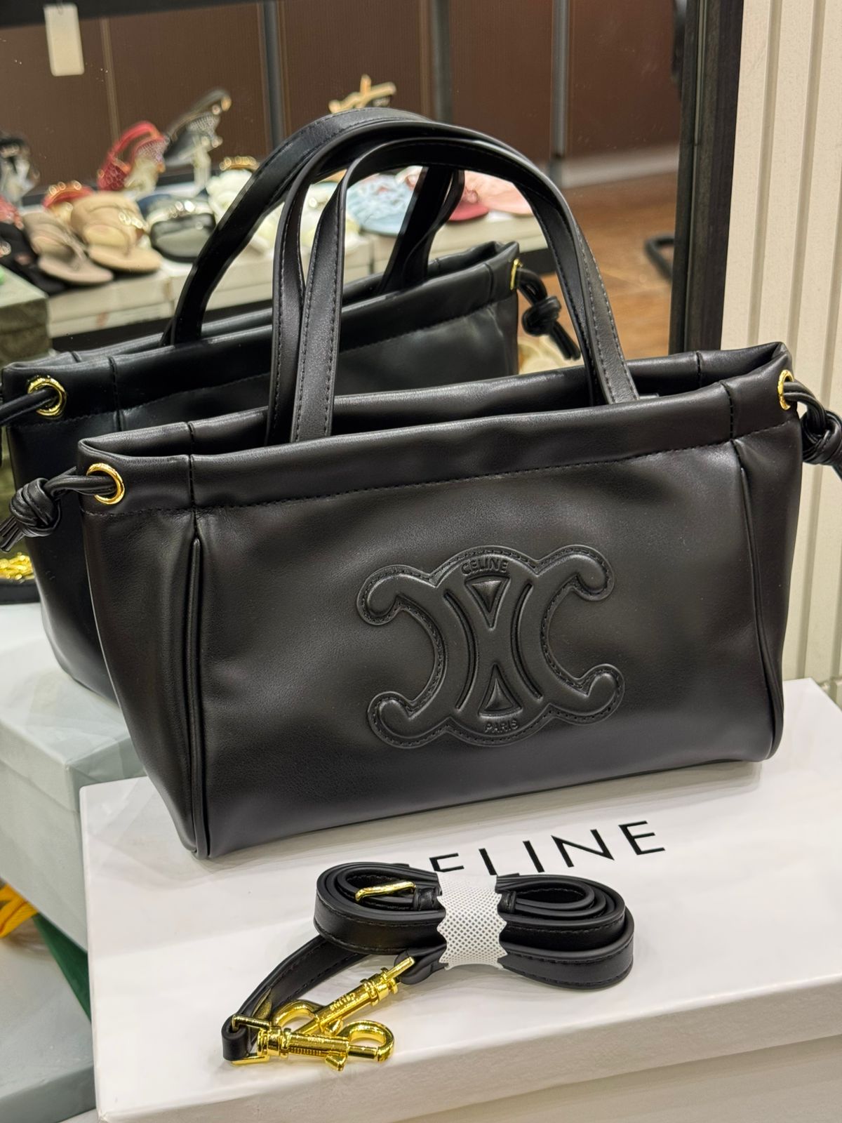 Celine Small Cabas Drawstring Cuir Triomphe Bag