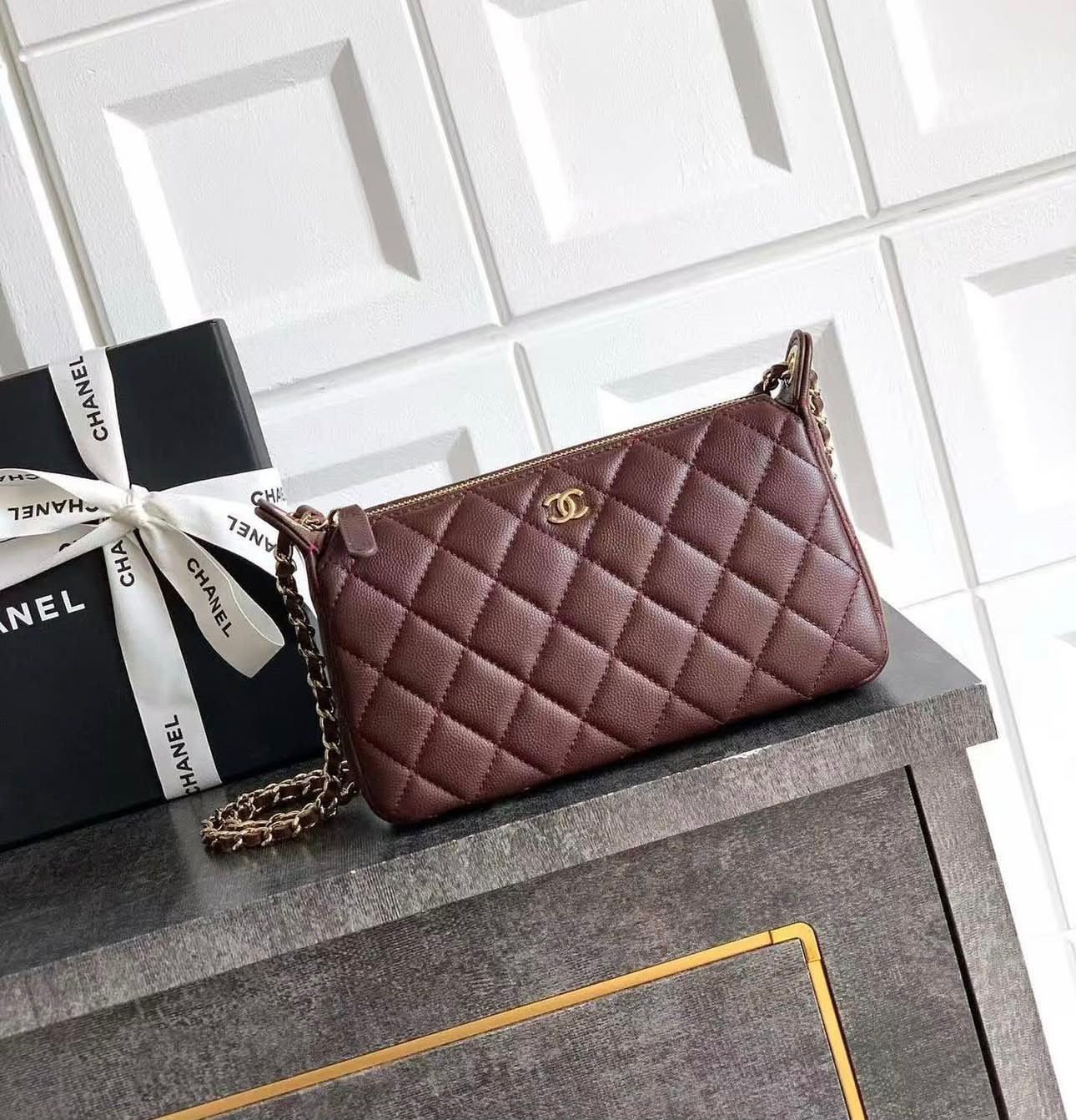 Chanel 25A Double Chain Bag Caviar