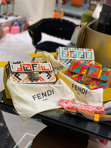 Fendi  Baguette  Canvas bag with multicolor FF embroidery