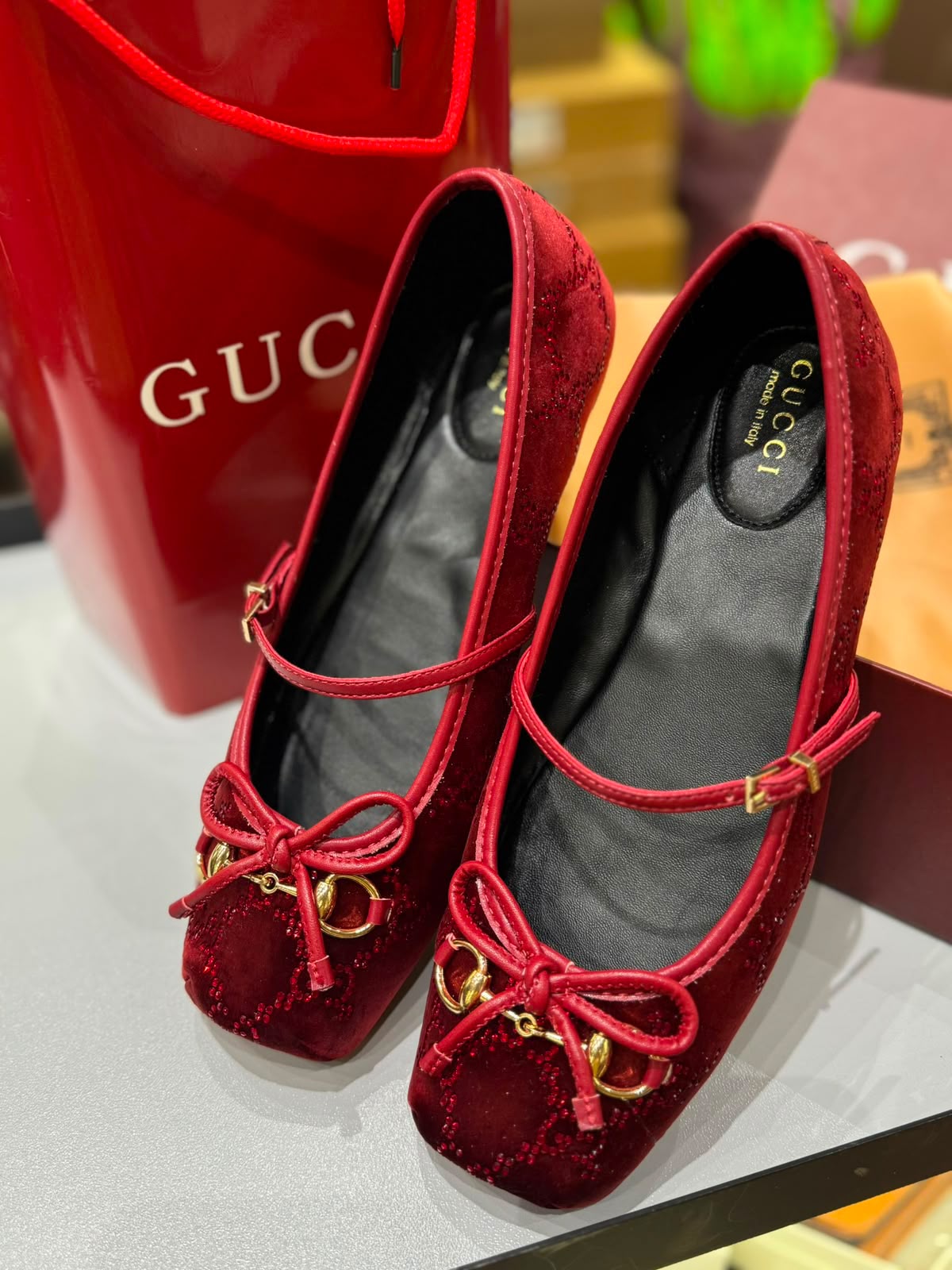 Gucci  Women Horsebit Velvet Ballet Pumps