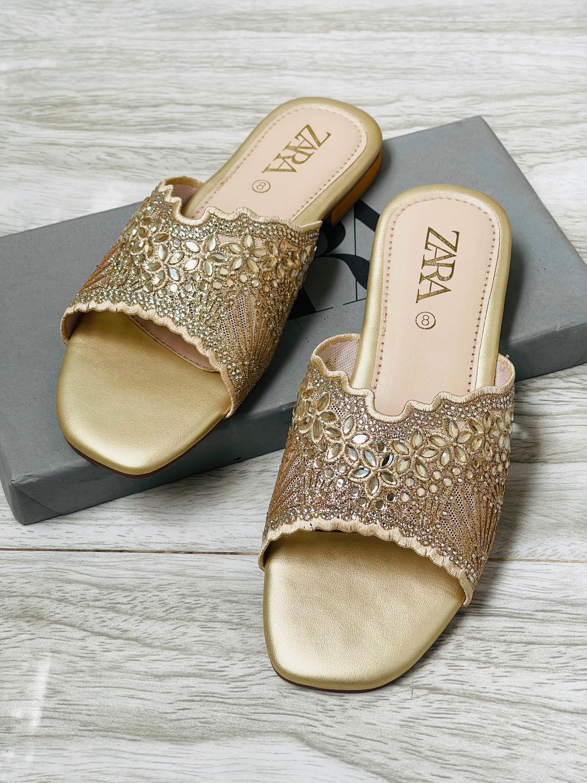 Zara Embroidered Knit Sandals