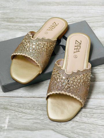 Zara Embroidered Knit Sandals