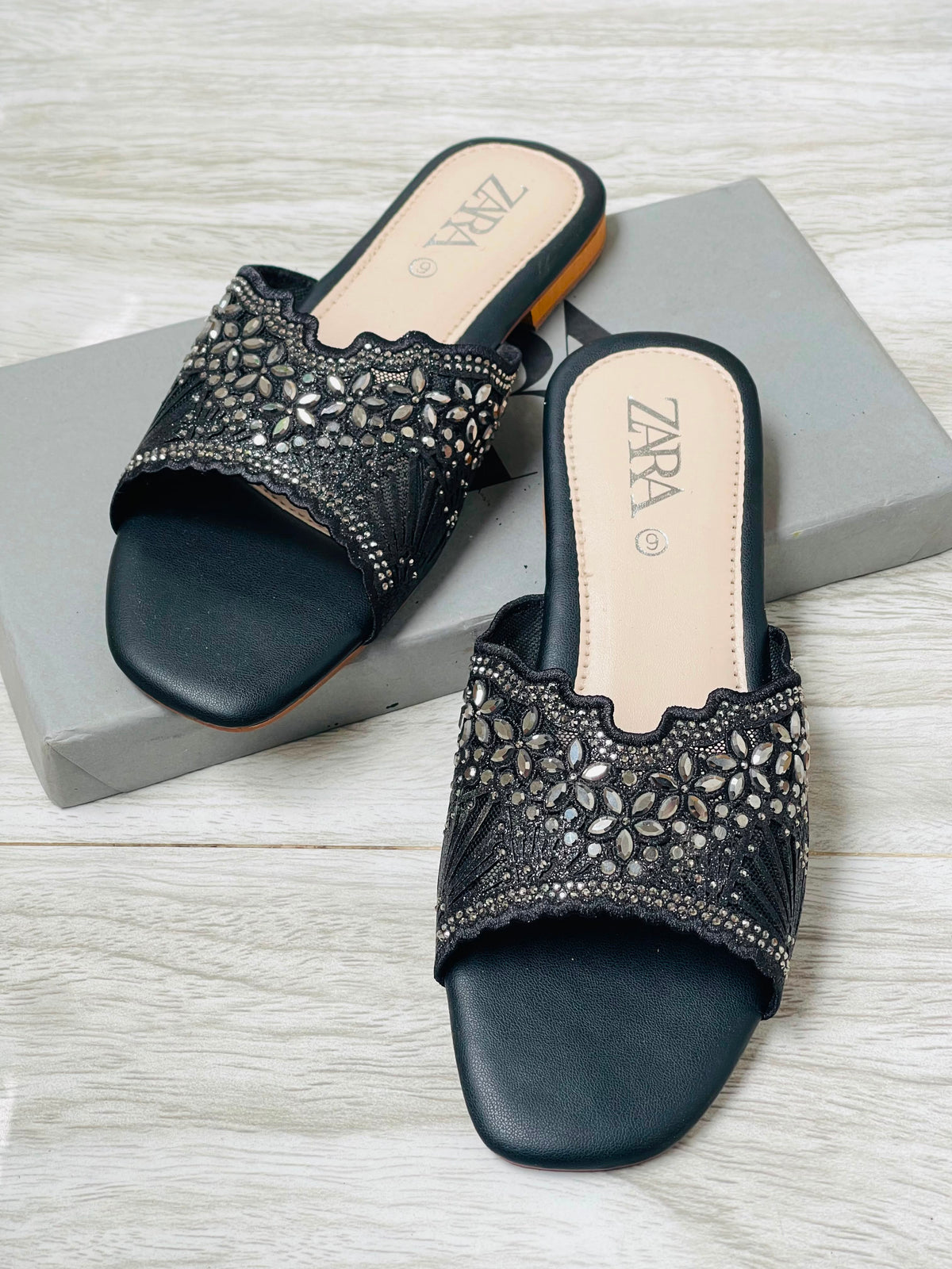 Zara Embroidered Knit Sandals