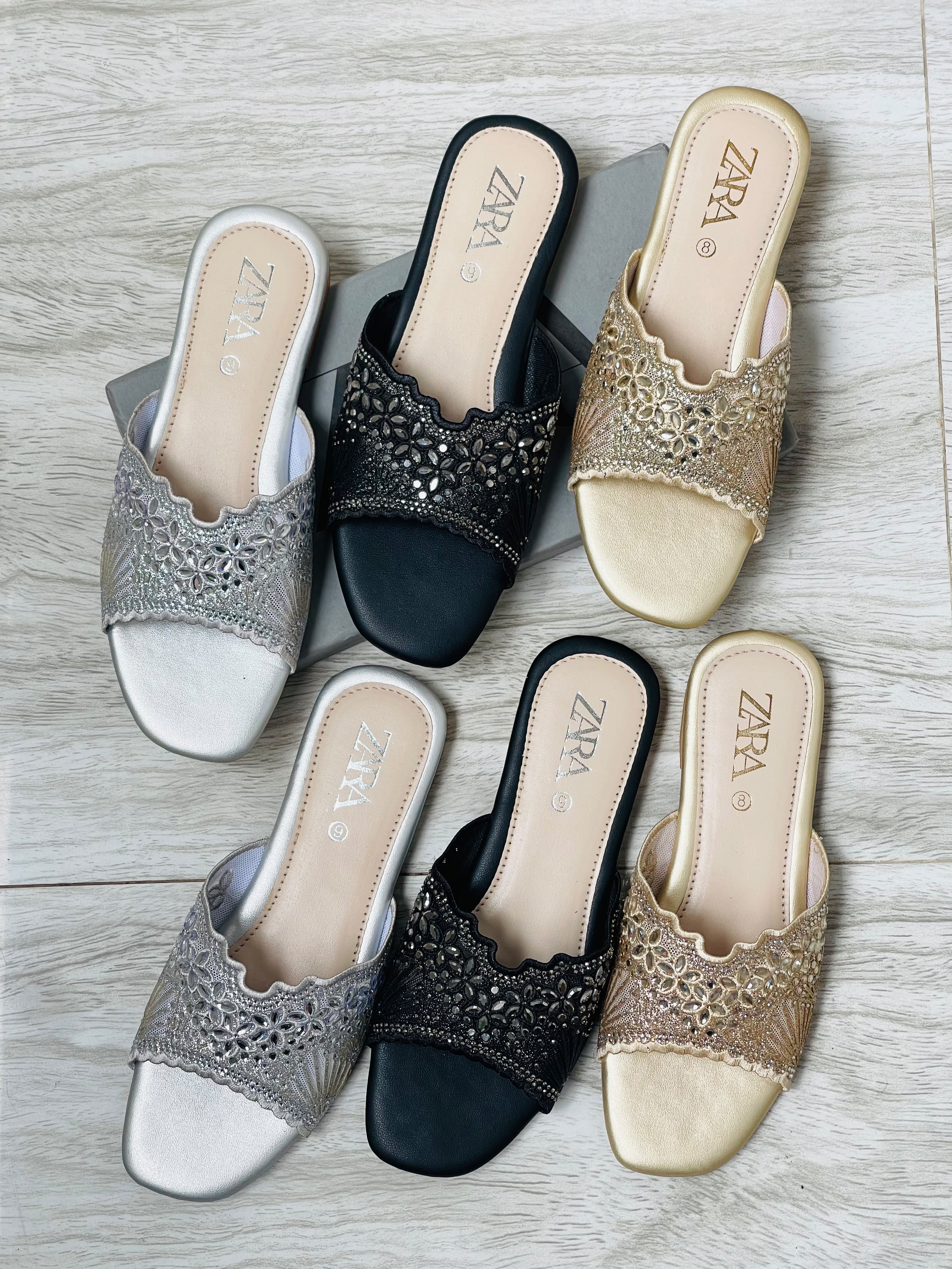 Zara Embroidered Knit Sandals