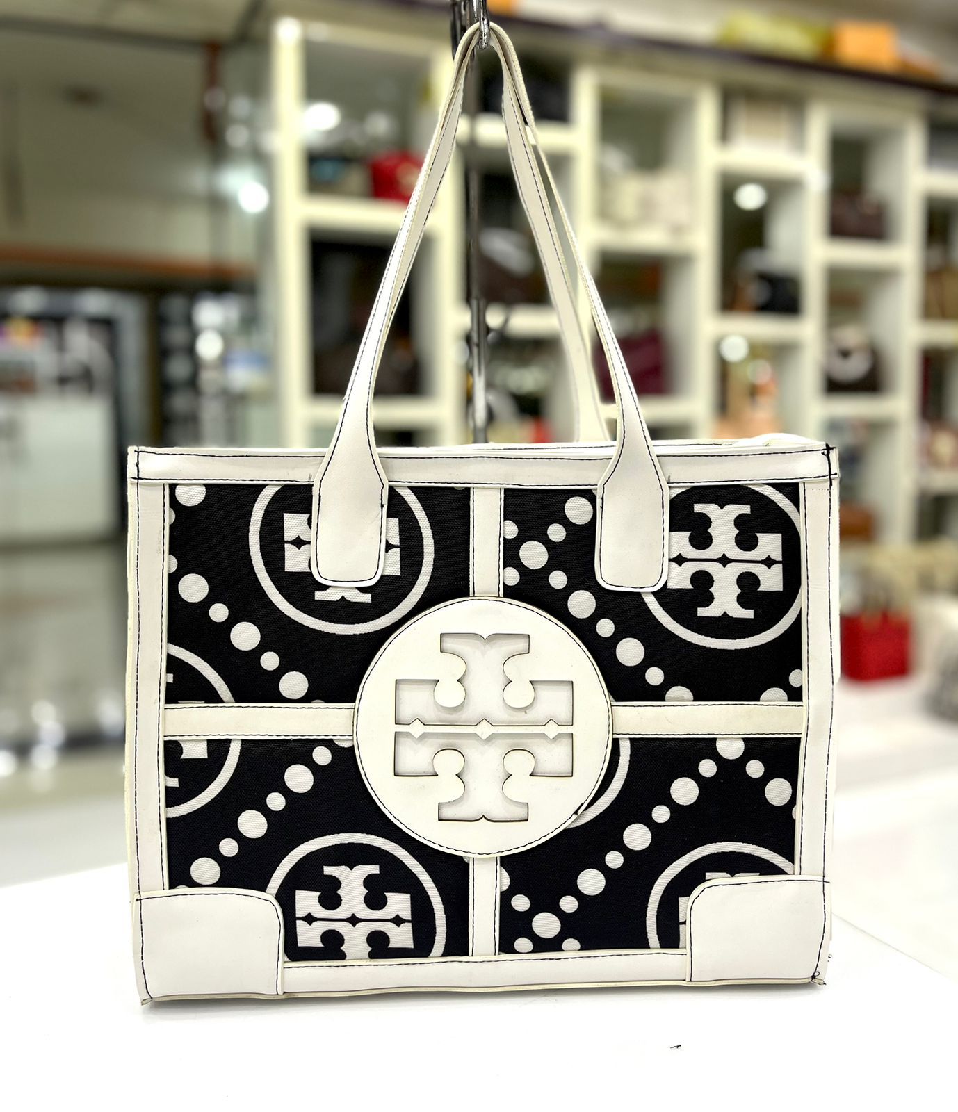 Chevron Leather MM Tote