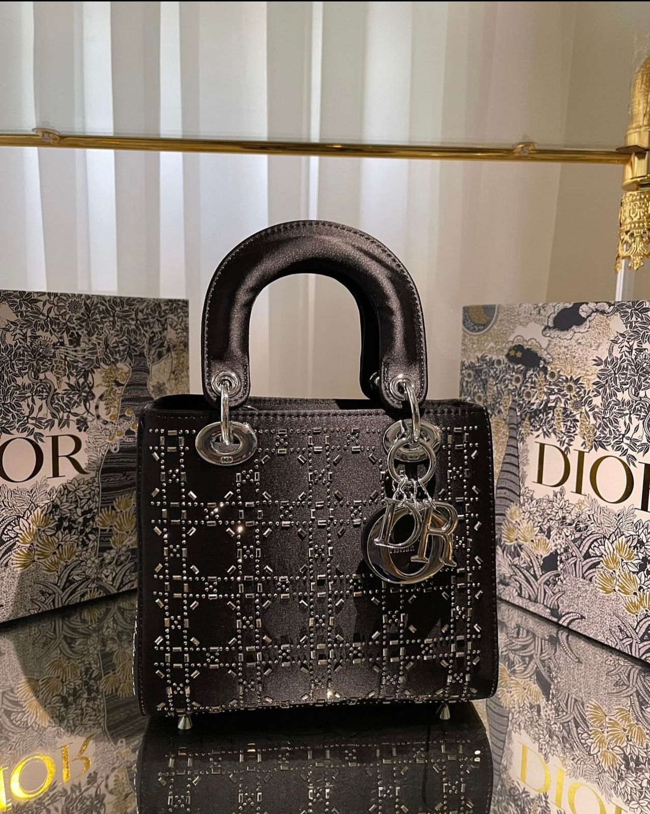 Cannage Crystal Satin Lady Bag