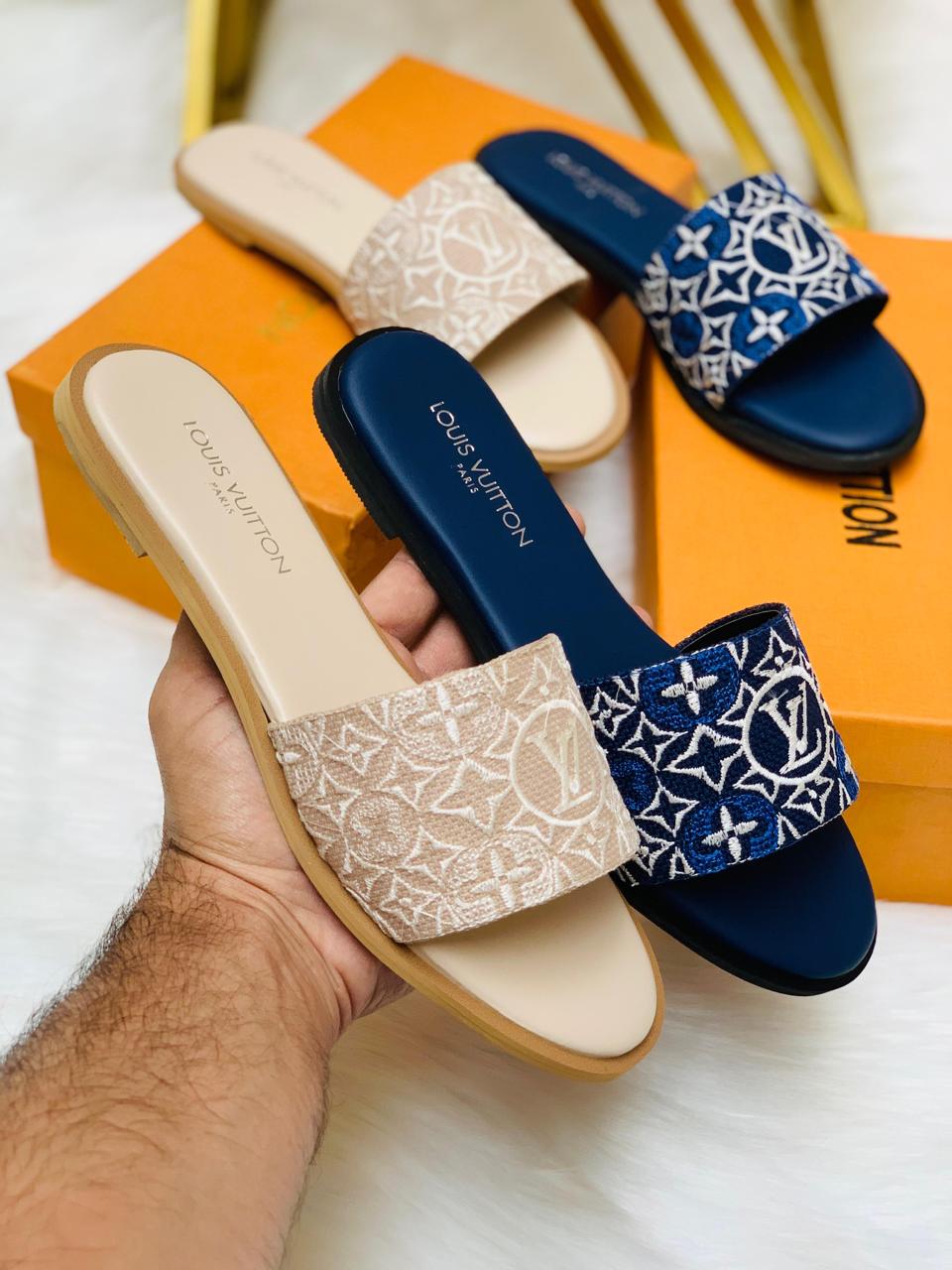 Lv Embroidered Flats