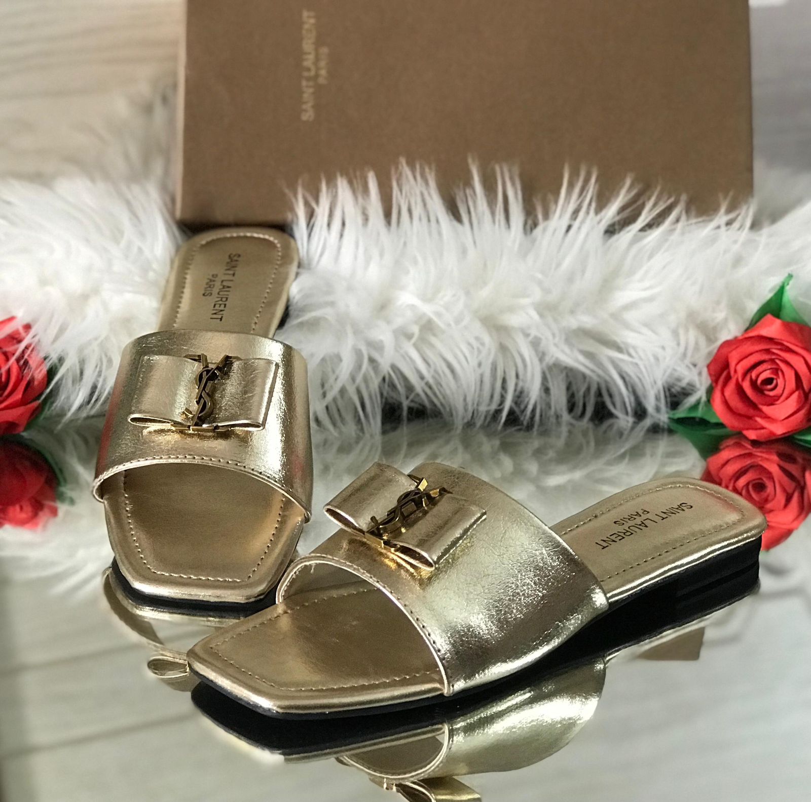 Ysl Flats Crystal Stone